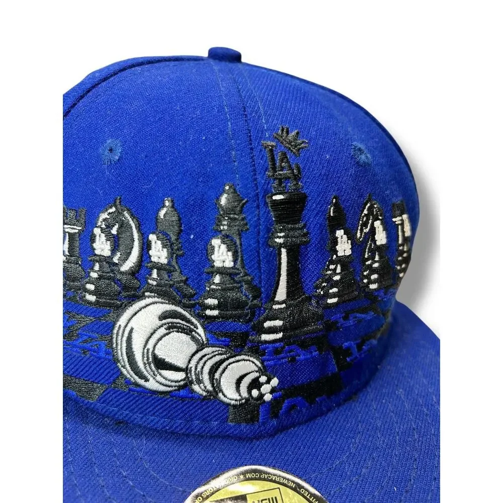 Los Angeles Dodgers Chess New Era 59Fifty Baseball Hat Size‎ 7-1/4 MLB Fitted